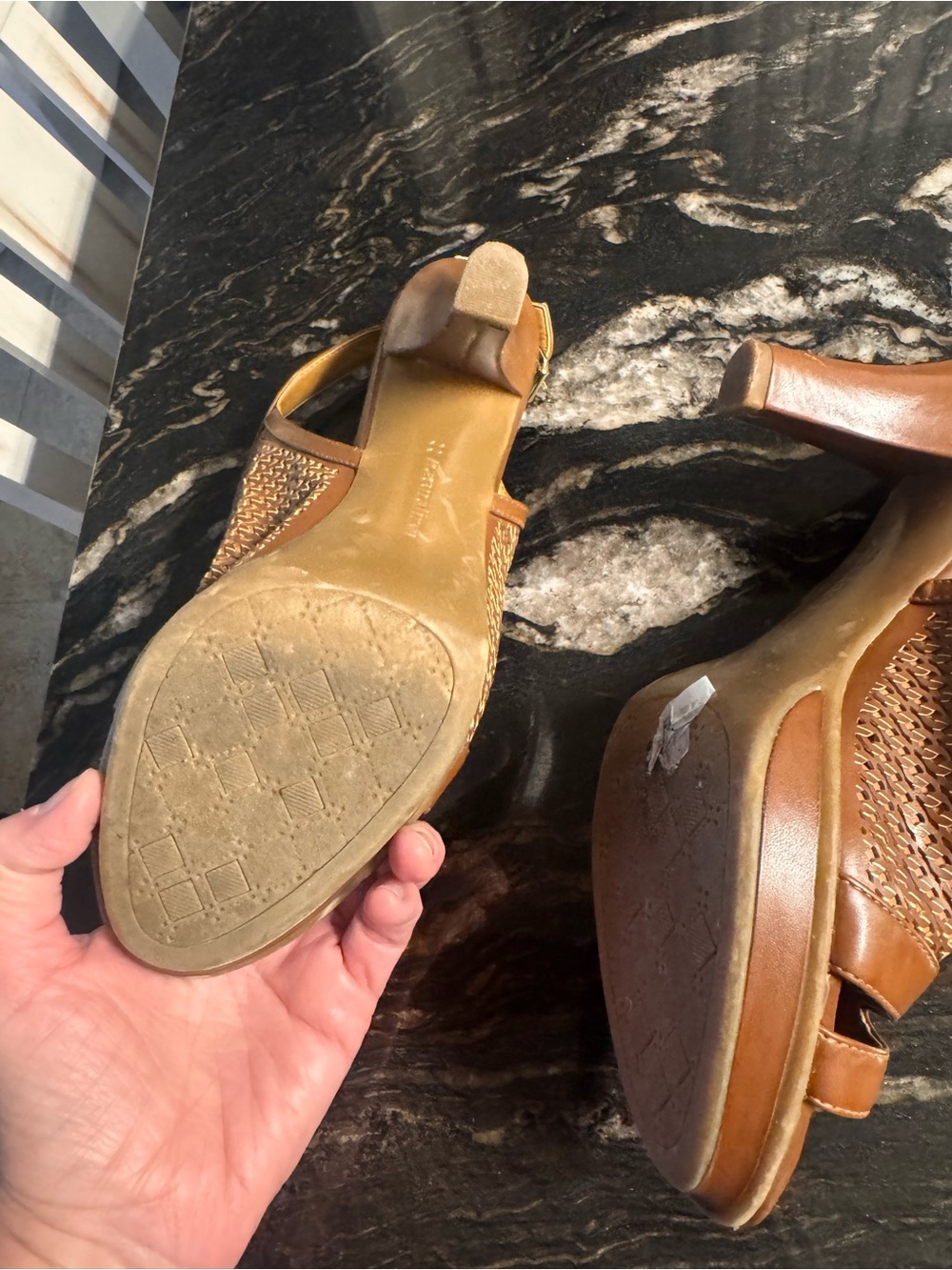Naturalizer Brown Woven Slingback Heels
